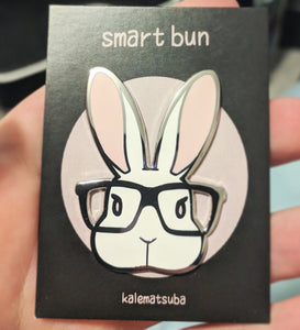 Smart Bun die cut hard enamel pin